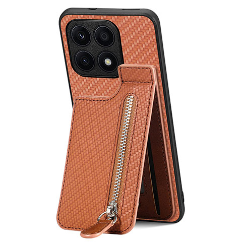 Coque Ultra Fine Silicone Souple Housse Etui avec Aimante Magnetique S03D pour Huawei Honor X8a 4G Marron