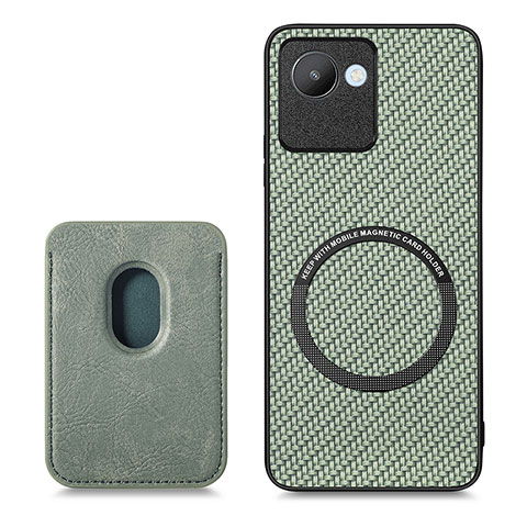 Coque Ultra Fine Silicone Souple Housse Etui avec Aimante Magnetique S03D pour Realme C30 Vert