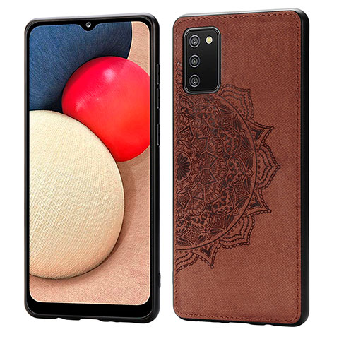 Coque Ultra Fine Silicone Souple Housse Etui avec Aimante Magnetique S03D pour Samsung Galaxy A02s Marron