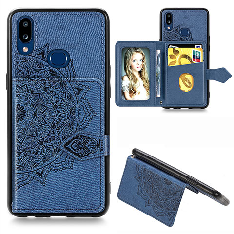 Coque Ultra Fine Silicone Souple Housse Etui avec Aimante Magnetique S03D pour Samsung Galaxy A10s Bleu