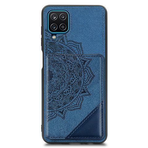 Coque Ultra Fine Silicone Souple Housse Etui avec Aimante Magnetique S03D pour Samsung Galaxy A12 Bleu