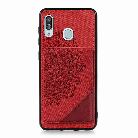 Coque Ultra Fine Silicone Souple Housse Etui avec Aimante Magnetique S03D pour Samsung Galaxy A20 Rouge