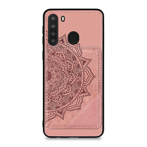 Coque Ultra Fine Silicone Souple Housse Etui avec Aimante Magnetique S03D pour Samsung Galaxy A21 Or Rose