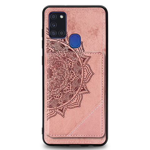 Coque Ultra Fine Silicone Souple Housse Etui avec Aimante Magnetique S03D pour Samsung Galaxy A21s Or Rose