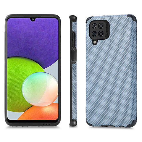 Coque Ultra Fine Silicone Souple Housse Etui avec Aimante Magnetique S03D pour Samsung Galaxy A22 4G Bleu