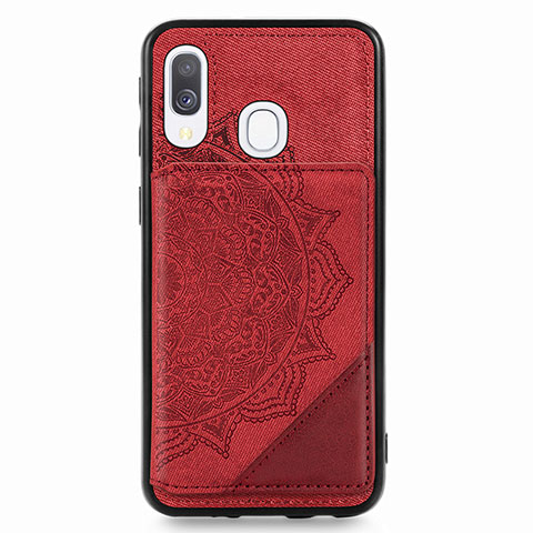 Coque Ultra Fine Silicone Souple Housse Etui avec Aimante Magnetique S03D pour Samsung Galaxy A40 Rouge