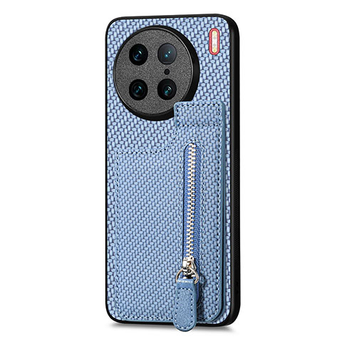 Coque Ultra Fine Silicone Souple Housse Etui avec Aimante Magnetique S03D pour Vivo X90 Pro 5G Bleu