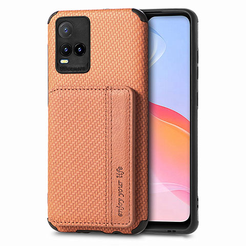 Coque Ultra Fine Silicone Souple Housse Etui avec Aimante Magnetique S03D pour Vivo Y21G Marron