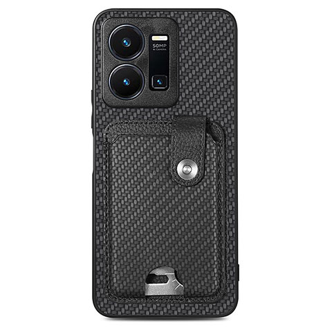 Coque Ultra Fine Silicone Souple Housse Etui avec Aimante Magnetique S03D pour Vivo Y35 4G Noir