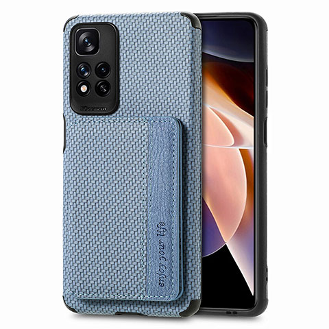 Coque Ultra Fine Silicone Souple Housse Etui avec Aimante Magnetique S03D pour Xiaomi Mi 11i 5G (2022) Bleu