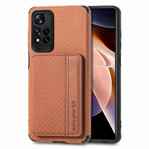 Coque Ultra Fine Silicone Souple Housse Etui avec Aimante Magnetique S03D pour Xiaomi Mi 11i 5G (2022) Marron