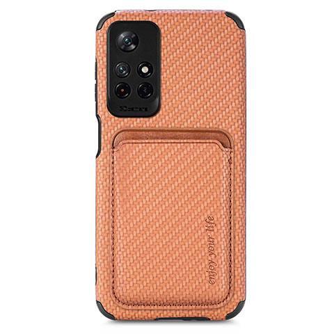 Coque Ultra Fine Silicone Souple Housse Etui avec Aimante Magnetique S03D pour Xiaomi Poco M4 Pro 5G Marron