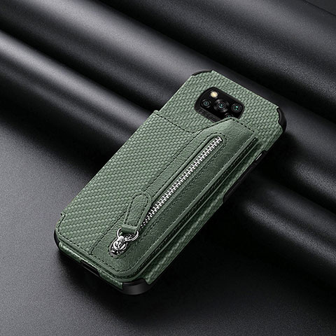 Coque Ultra Fine Silicone Souple Housse Etui avec Aimante Magnetique S03D pour Xiaomi Poco X3 Vert