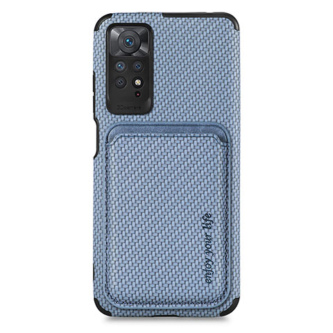 Coque Ultra Fine Silicone Souple Housse Etui avec Aimante Magnetique S03D pour Xiaomi Redmi Note 11 Pro 4G Bleu