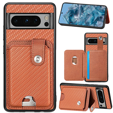 Coque Ultra Fine Silicone Souple Housse Etui avec Aimante Magnetique S04D pour Google Pixel 8 Pro 5G Marron