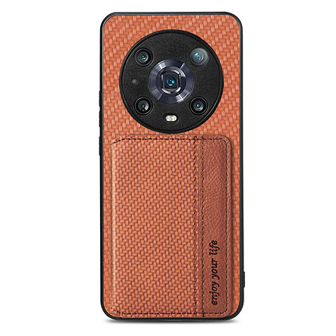 Coque Ultra Fine Silicone Souple Housse Etui avec Aimante Magnetique S04D pour Huawei Honor 80 5G Marron