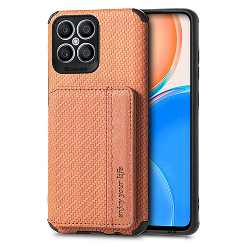 Coque Ultra Fine Silicone Souple Housse Etui avec Aimante Magnetique S04D pour Huawei Honor X8 4G Marron