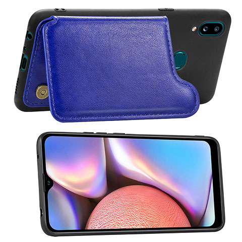 Coque Ultra Fine Silicone Souple Housse Etui avec Aimante Magnetique S04D pour Samsung Galaxy A10s Bleu