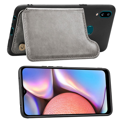 Coque Ultra Fine Silicone Souple Housse Etui avec Aimante Magnetique S04D pour Samsung Galaxy A10s Gris