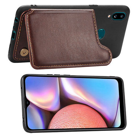 Coque Ultra Fine Silicone Souple Housse Etui avec Aimante Magnetique S04D pour Samsung Galaxy A10s Marron