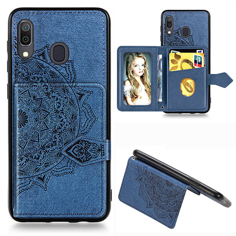 Coque Ultra Fine Silicone Souple Housse Etui avec Aimante Magnetique S04D pour Samsung Galaxy A20 Bleu