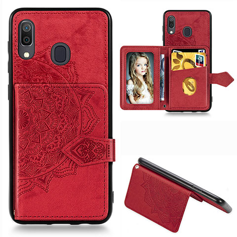 Coque Ultra Fine Silicone Souple Housse Etui avec Aimante Magnetique S04D pour Samsung Galaxy A20 Rouge