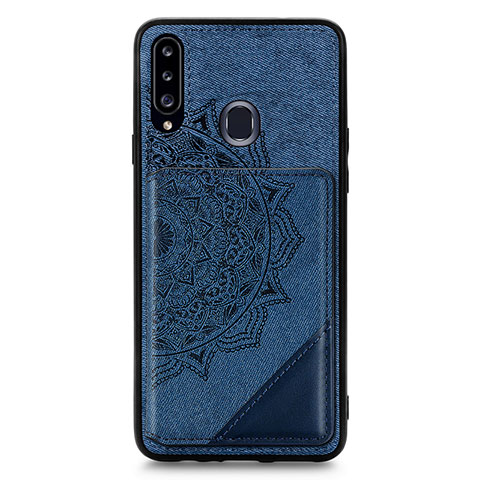 Coque Ultra Fine Silicone Souple Housse Etui avec Aimante Magnetique S04D pour Samsung Galaxy A20s Bleu