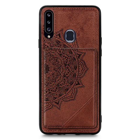 Coque Ultra Fine Silicone Souple Housse Etui avec Aimante Magnetique S04D pour Samsung Galaxy A20s Marron