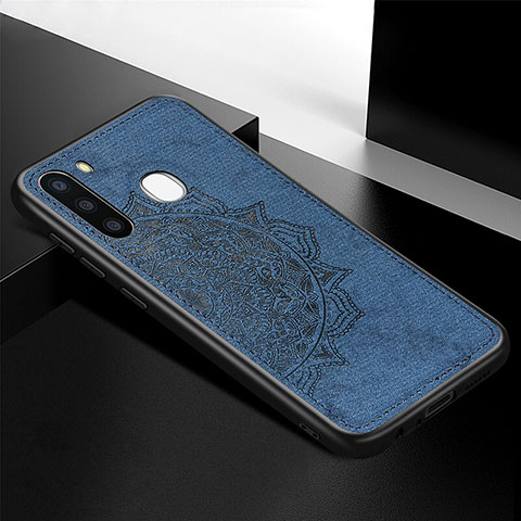 Coque Ultra Fine Silicone Souple Housse Etui avec Aimante Magnetique S04D pour Samsung Galaxy A21 European Bleu