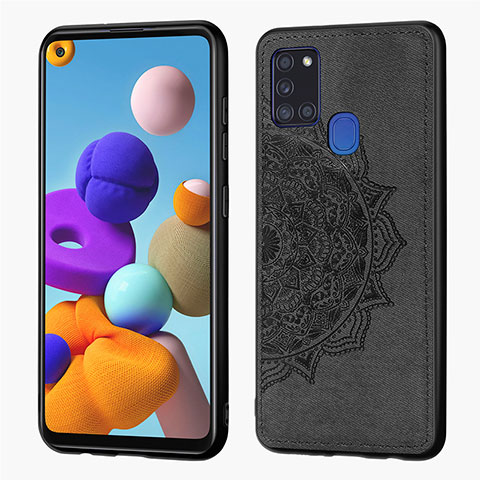 Coque Ultra Fine Silicone Souple Housse Etui avec Aimante Magnetique S04D pour Samsung Galaxy A21s Noir