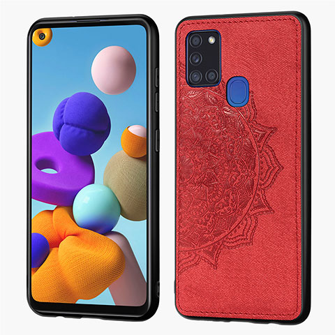 Coque Ultra Fine Silicone Souple Housse Etui avec Aimante Magnetique S04D pour Samsung Galaxy A21s Rouge