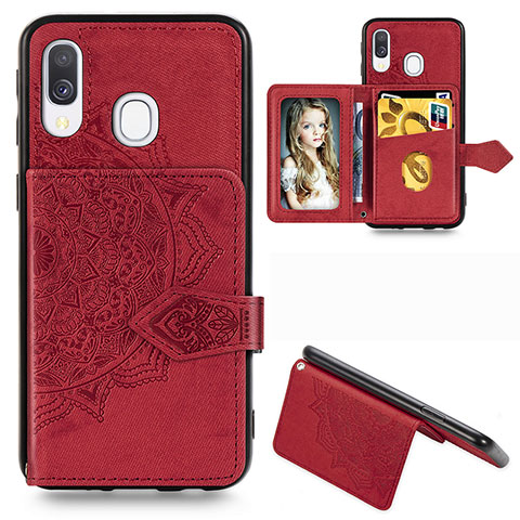 Coque Ultra Fine Silicone Souple Housse Etui avec Aimante Magnetique S04D pour Samsung Galaxy A40 Rouge