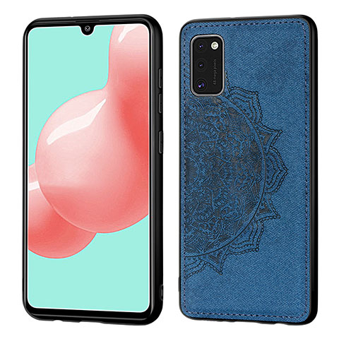 Coque Ultra Fine Silicone Souple Housse Etui avec Aimante Magnetique S04D pour Samsung Galaxy A41 Bleu