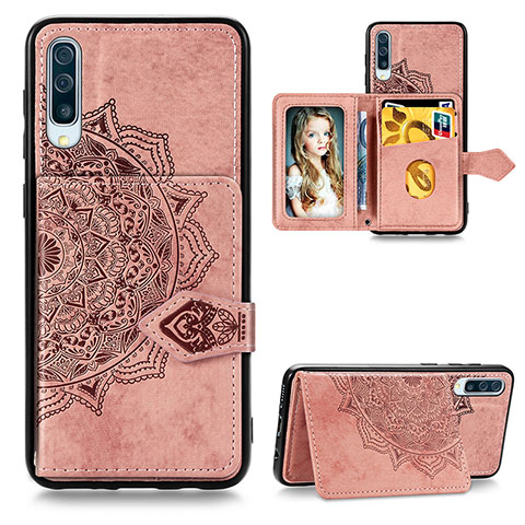 Coque Ultra Fine Silicone Souple Housse Etui avec Aimante Magnetique S04D pour Samsung Galaxy A50 Or Rose