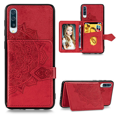 Coque Ultra Fine Silicone Souple Housse Etui avec Aimante Magnetique S04D pour Samsung Galaxy A50S Rouge