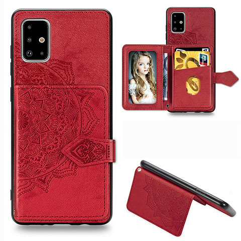 Coque Ultra Fine Silicone Souple Housse Etui avec Aimante Magnetique S04D pour Samsung Galaxy A51 4G Rouge