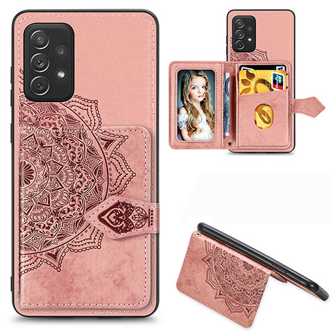 Coque Ultra Fine Silicone Souple Housse Etui avec Aimante Magnetique S04D pour Samsung Galaxy A52 4G Or Rose