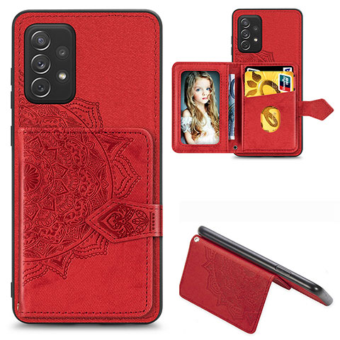 Coque Ultra Fine Silicone Souple Housse Etui avec Aimante Magnetique S04D pour Samsung Galaxy A52 4G Rouge