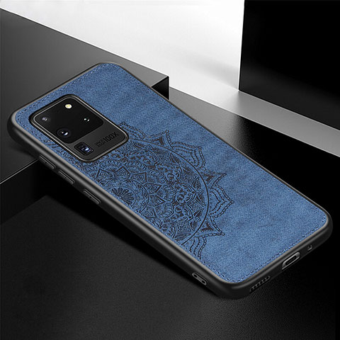 Coque Ultra Fine Silicone Souple Housse Etui avec Aimante Magnetique S04D pour Samsung Galaxy S20 Ultra 5G Bleu