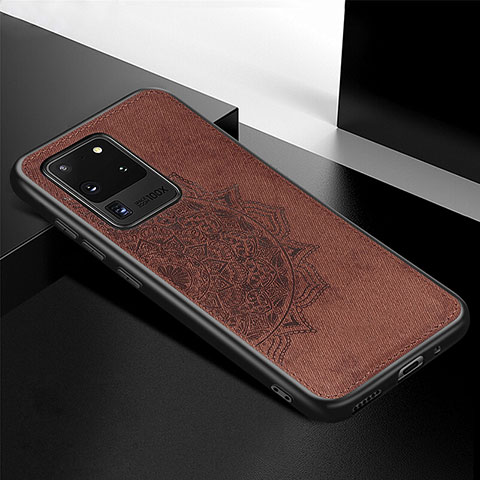 Coque Ultra Fine Silicone Souple Housse Etui avec Aimante Magnetique S04D pour Samsung Galaxy S20 Ultra 5G Marron