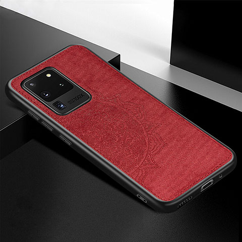 Coque Ultra Fine Silicone Souple Housse Etui avec Aimante Magnetique S04D pour Samsung Galaxy S20 Ultra 5G Rouge