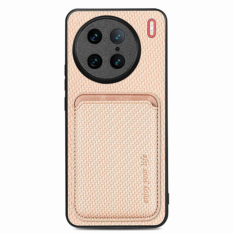 Coque Ultra Fine Silicone Souple Housse Etui avec Aimante Magnetique S04D pour Vivo X90 Pro 5G Or