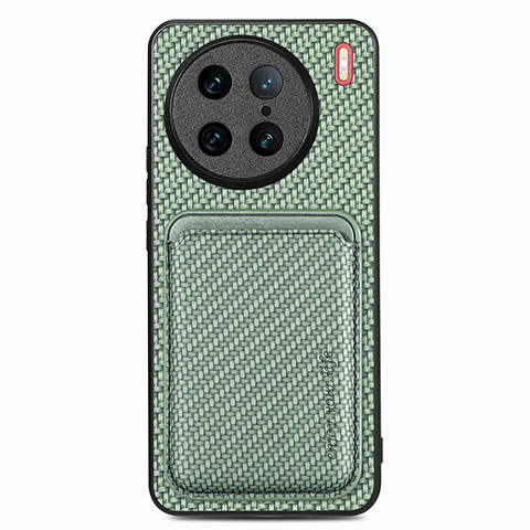 Coque Ultra Fine Silicone Souple Housse Etui avec Aimante Magnetique S04D pour Vivo X90 Pro 5G Vert