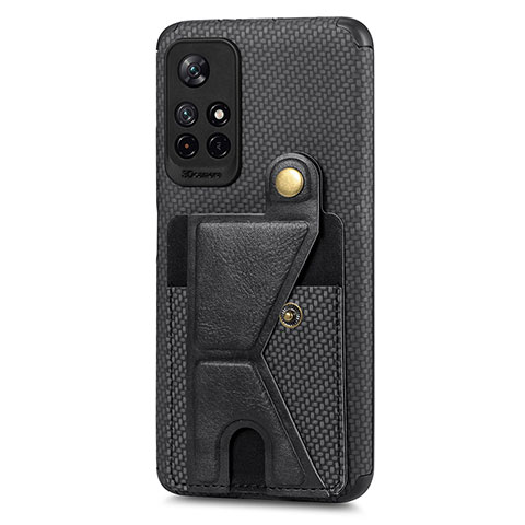 Coque Ultra Fine Silicone Souple Housse Etui avec Aimante Magnetique S04D pour Xiaomi Poco M4 Pro 5G Noir