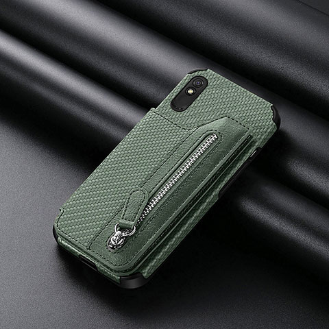 Coque Ultra Fine Silicone Souple Housse Etui avec Aimante Magnetique S04D pour Xiaomi Redmi 9A Vert