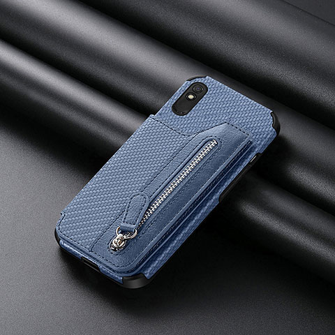 Coque Ultra Fine Silicone Souple Housse Etui avec Aimante Magnetique S04D pour Xiaomi Redmi 9AT Bleu