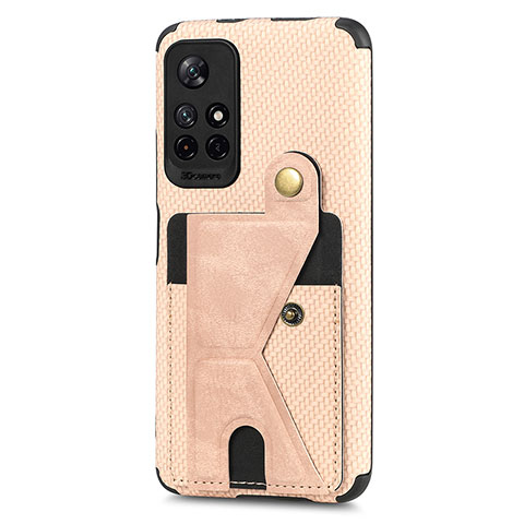 Coque Ultra Fine Silicone Souple Housse Etui avec Aimante Magnetique S04D pour Xiaomi Redmi Note 11 5G Or