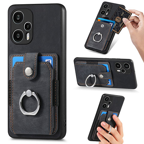 Coque Ultra Fine Silicone Souple Housse Etui avec Aimante Magnetique S04D pour Xiaomi Redmi Note 12 Turbo 5G Noir