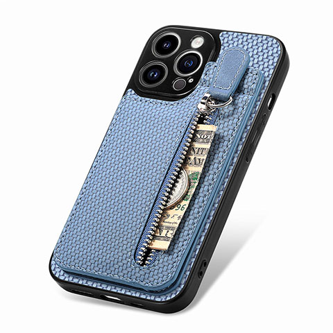 Coque Ultra Fine Silicone Souple Housse Etui avec Aimante Magnetique S05D pour Apple iPhone 13 Pro Bleu