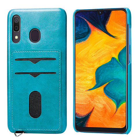 Coque Ultra Fine Silicone Souple Housse Etui avec Aimante Magnetique S05D pour Samsung Galaxy A20 Bleu